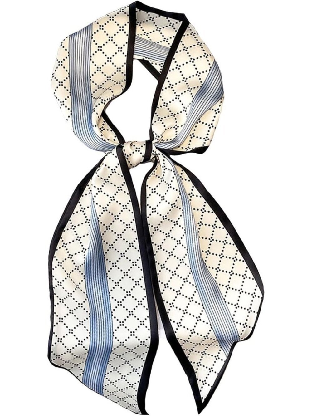 Women's Blue and White S Head Fashion Scarves Long Skinny Silky Hair Bags Scarf